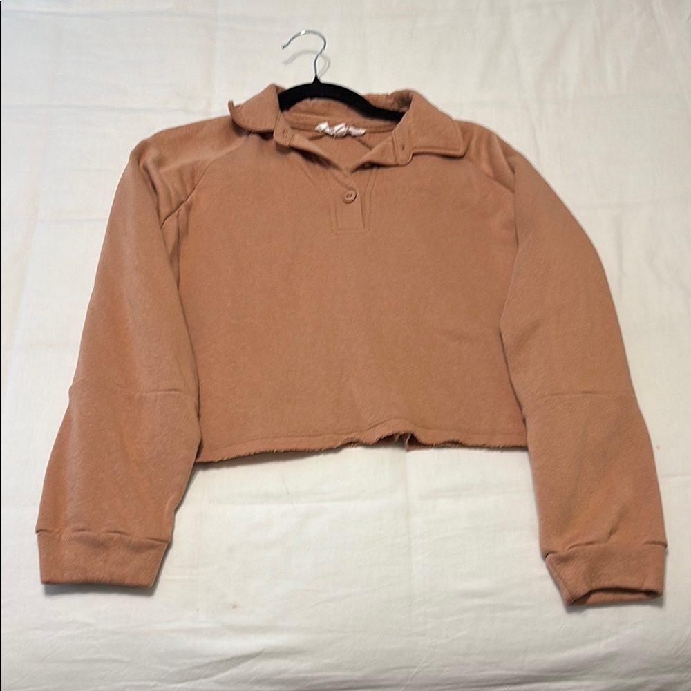Women's Light Pink Sweatshirt with Collar